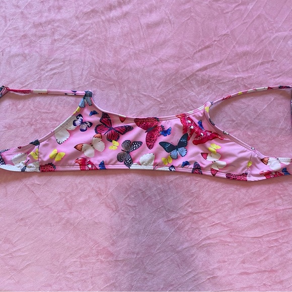 Y2K Skimpy Bikini Top 90s butterflies Butterfly Design Hot Pink Small Like New - Picture 3 of 10